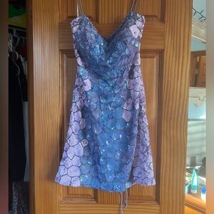 Elegant Blue and Purple Sequin Dress